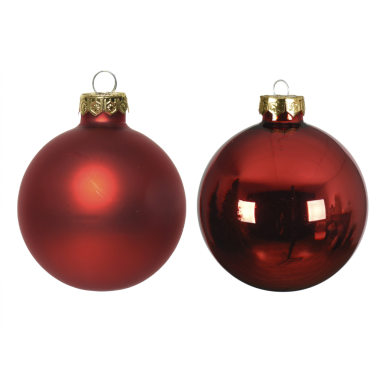 Decoris kerstballen - Rood - 6cm - Set van 12