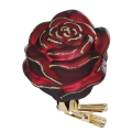 Glazen kerstornament - Roos op klip - Donker roze - 7,cm