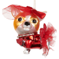 Goodwill glazen kerstornament - Hond in gala kostuum - 13cm