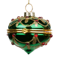 Goodwill glazen kerstornament - Rijk gedecoreerd - Met glitters en parels - Groen