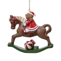 Decoris kerstornament - Hobbelpaard met teddybeer