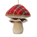 Decoris kerstornament - Paddenstoel - Tartan