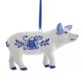 Kurt Adler porseleinen kerstornament - Varken - Delfts Blauw