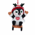 Kurt Adler kerstornament - Pinguïn op slee