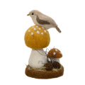 Decoris kerstbeeld - Paddenstoel met vogel