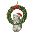 Decoris kerstornament - Kerstkrans met kat